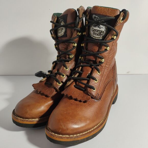 GEORGIA G3114 FARM AND RANCH BROWN LEATHER WORK LADIES 8.5 BOOTS - Picture 2 of 15